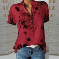 Дамски плюс размер върховете клирънс Жените мода флорални растителни печат женски кръг врата хлабав тениска продажба сделки отстъпка