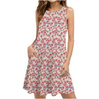 Дамски летни рокли MIDI летни рокли за жени плаж флорален тениска слънчева джоба ежедневни джобове бохо танкова рокля