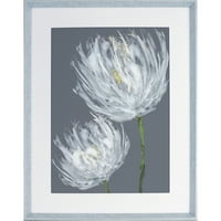 Lorell, LLR04479, Дизайн на бели цветя в рамка Абстрактно изкуство, всяко, сиво, бяло