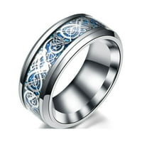 Pgeraug подаръци за жени титаниев стоманен драконов пръстен със сребърен златен дракон от неръждаема стомана пръстен момиче син синьо