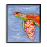 Ступел индустрии дъга морска костенурка меки крайбрежни плуване Портрет Черно рамка, 20, дизайн от Елвира Ерико