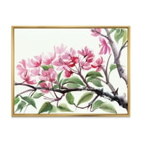 Дизайнарт' Розово Цъфтящо Цветно Дърво ' Традиционна Рамка Платно За Стена Арт Принт