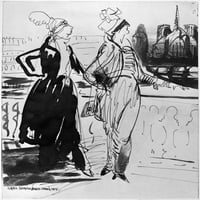 Спринчорн: Жени, 1914. Две Жени В Париж. Рисунка На Карл Спринчорн, 1914 Г. Плакат печат от