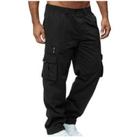LOLMOT товарни панталони за мъже спокойни годни каузален тънки плаж работа улични дрехи каки торбисти панталони с джобове с цип