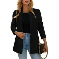 Блейзърс за женски небрежен кардиган с дълъг ръкав отпред с джобове офис блейзър яке
