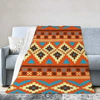 Douzhe Ultra-Soft Micro Fleece Lightweight Flannel Bed Bendet, Retro Native Tribe Geometry Print Уютни топли одеяла, 40 x30