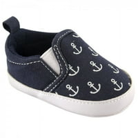 Luvable Friends Baby Boy Crib Shoes, Navy Anchor, 6- месеца