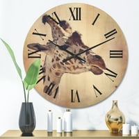 Портрет на жираф седми във ферма дървен стенен часовник