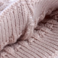 Шапка родител-дете плетене на плетене на шапка Зимна топла капачка с помна шапка по-топло за жени и бебешки полиестер