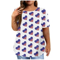 Ауфмер клирънс Дамски върхове Плюс размер американски флаг риза, пропуска Плюс размер върховете за блуза случайни хлабав лятото блуза С къс ръкав обратно към колеж