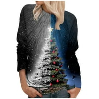 Homchy жени огласяват жени модни ежедневни дълги ръкави Коледни печат кръг на врата пуловер Суичърс Топ блуза