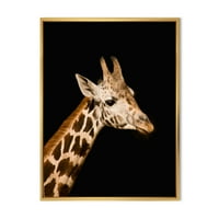 Дизайнарт 'близък портрет на жираф на Черно Ив' Ферма рамкирани платно стена арт принт