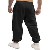 Beiwei мъже Небрежни твърди цветове харем панталон с висока талия панталони с джобове торбисти летни йога панталони черно m