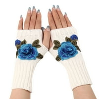 Fzm ръкавици дами топло плетене без пръсти Ръкавици кабриолет Mittens Fashion Flowers