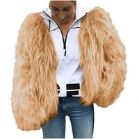 Дамски якета за жени, Дамски ежедневни модни Плътен цвят Фау плюшено топло яке палто зимни палта коледни подаръци за жени