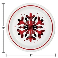 Празнично време Бъфало каре снежинка хартиени чинии, КТ