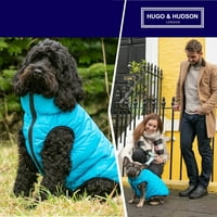 Hugo & Hudson обратимо палто на яке за куче - светло синьо и сиво - S35