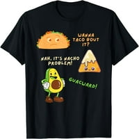Wanna Taco Bout It Nacho Проблем-Avocado Lover & Guacamole, тениска с ръкав на капачката черна 4x-голяма