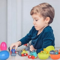 Забавни малки играчки Великденски яйца предварително напълнени с играчки превозни средства, детски Великденски парти услуги, Великденска кошница пълнители