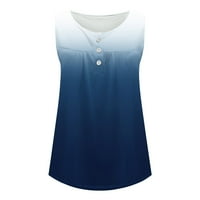 CaCommark pi жени плюс размер летни върхове Женски ежедневни отпечатани v-образни робилни разхлабени тениски без ръкави Блуза синьо