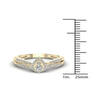 1 3к ТДВ диамант 10к жълто злато круша форма ореол годежен пръстен