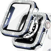 Твърд покрит за блъскане за калъф за часовник на ябълка Диамант Темперен стъклен протектор Защитен капак Аксесоари за броня за IWatch Series SE 1