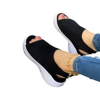 Gomelly Ladies Flat Sandal Pull на ежедневни обувки Peep Toe Сандали дишащи апартаменти Жени дамски обувки черно 8
