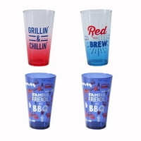 Крепежни елементи 21озова чаша, разнообразни летни щампи в червено, бяло и синьо