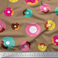 Soimoi Blue Silk Fabric Donuts Food Print Fabric от двор