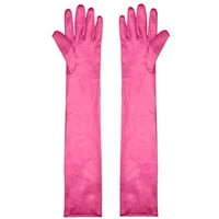 Жени дълги сатенени пръсти ръкавици с дължина на лакътя булчински танцови партита ръкавици