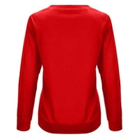 Жени ежедневни о-хили-чистия цвят с дълъг ръкав горен пуловер суитшър червено