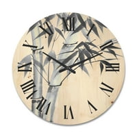 Дизайнарт 'винтидж черно-бял бамбук' традиционен дървен стенен часовник