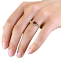Ruby and Diamond Halo годежен пръстен 1. CT TW в 14K жълто злато.size 7