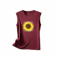 Жени камизоле летни ежедневни великденски ризи жилетка свободна горна форма без ръкави на екипаж на тениска за без ръкави