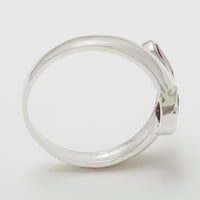 Британски направени стерлинги сребро естествено розово турмалин женски пръстен на лентата - Опции за размер - размер 9.75