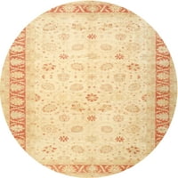 Ahgly Company Machine Pashable Indoor Round Традиционни килими от кафяво злато, 4 'кръг