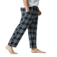 Слънчеви Мъжки фланел Каре пижама панталони памук сън Лаундж панталон