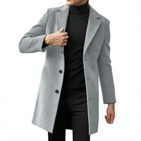 Мъже вълнено палто зимен тренч палта бутон с дълъг ръкав нагоре яке за изтърсване на дрехи сиво xxxxxl