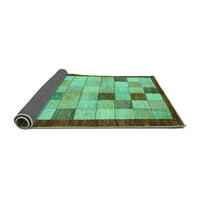 Ahgly Company Indoor Rectangle Checkered Turquoise Blue Modern Area Rugs, 7 '9'