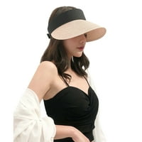 Жени сламени слънчеви капачки за козирка, лятна сгъваема широка шапка за защита на UV