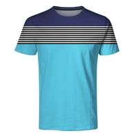 Мъжки тениска Мъжки модна тениска с къс ръкав Crewneck Мускулна тренировка риза памучна тениска топ мъжки тениски сини + m