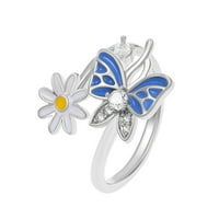 Пръстен за пеперуди за жени Отворени регулируеми пръстени Винтидж сребърно злато подреждане на изложение пръстени Момичета бижута подаръци