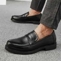 Homadles Мъжки кожени обувки- в продажба ретро ежедневни заострени пети твърди цвят облечен черен размер 7