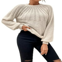 Небрежни плътни кръгли пуловери с дълъг ръкав от кайсии за женски пуловери