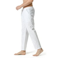 Панталони за мъже модни официални памучни лайнени леки талии свободни домашни панталони