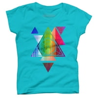 Rainbow Triangles - Sacred Geometry Girls Pink Graphic Tee - Дизайн от хора l