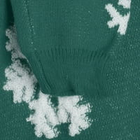Пуловери на Voncos за жени- дълъг ръкав кръгла шия разхлабена пуловер на хлабина ежедневни дамски пуловери върхове зелени размери m