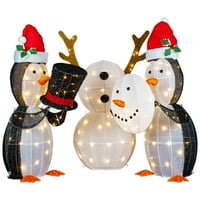 Northlight Комплект LED осветени пингвини Изграждане на Snowman Outdoor Christmas Decoration 35