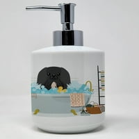 Черен пекинез във вана керамичен сапун дозатор