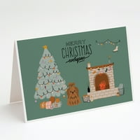 Коледни поздравителни картички на Caroline's Treasures Chocolate Shih Tzu с пликове, 5 7